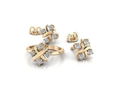 Toplamak 3 çift küpe elmaslar 3dmodel takı Tiffany tiffanyandco altın mücevher moda stil yeni yüzük yüzükler Bedava 3d print model - Mito3D
