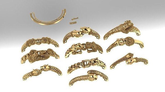 collection 3d bracelets jewellery jaguar leopard diamond gem jewel jewelry ring rings gold silver engagement wedding fashion brilliant engagem brillant diamant soliraire juguar 3d print model - Mito3D
