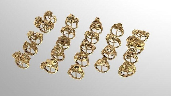 collection 3d ring jewellery jaguar leopard diamond gem jewel jewelry rings gold silver engagement wedding fashion brilliant engagem brillant diamant soliraire juguar 3d print model - Mito3D