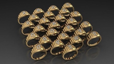 sammlung alphabet ring schmuck briefe diamant mode schönheit gold kubanisch juwel design silber sterling engagement hochzeit kleidung vintag cad ringe 3d print model - Mito3D