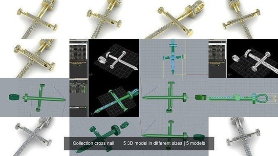 collection cross nail 5 3d model different sizes dlya pechati 3dmodel printable sterling fashion silver platinum jewellery engagement jewelry rings missfox pendants 3d print model - Mito3D