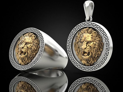 collection lion ring pendant jewelry print 3dprinted jewellery printable design jewel golden fashion printabl printing gold prototyping silver pendants 3d print model - Mito3D