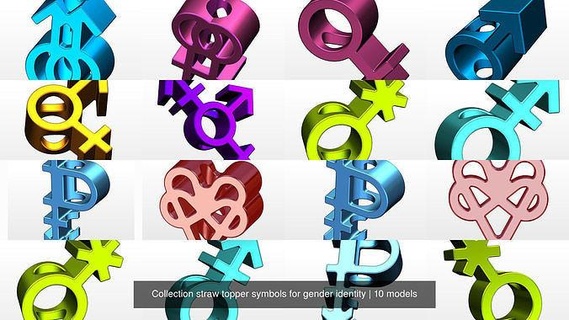 collection straw topper symbols gender identity 3dprinted strawtopper gendersymbol equality inclusion pride personalizedaccessories genderfluid loveislove straawbody lgbtq kitchen dining house 3d print model - Mito3D