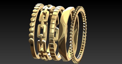 coleção de vários anel motivos ouro jóias printable platina casamento anéis da forma sterling diamante brilhantes prata noivado moda beleza 3d print model - Mito3D