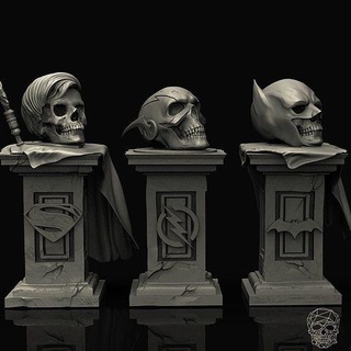 colecciones cráneo pedestal 1 anatomía esqueleto dc superhéroe batman superhombre destello colección 3dprint detalle coleccionables historietas paquete resina miniaturas figuritas Arte esculturas 3d print model - Mito3D