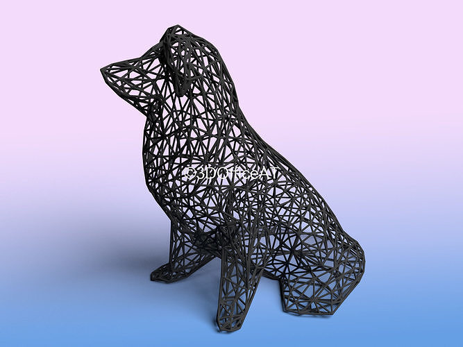 collie dog - wire art sla print friend human mesh decor mathematical 3D print model - Mito3D
