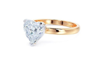 couleur engagement bague cœur forme diamant 8x8mm or imprimable mariage goujat mode bijoux argent anneaux 3d print model - Mito3D