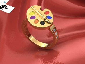 renk palet yüzük in mücevher 3d yazdır model takı altın gümüş sanat yüzükler 3d print model - Mito3D
