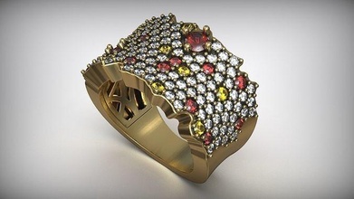 farbig Edelstein Luxus Diamant Ring Engagement Juwel Rubin Saphir wertvoll Silber druckbar modern Gold Hochzeit Schmuck 18k Design j3ds 3d print model - Mito3D