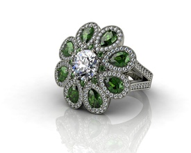 piedra de color anillos compromiso la joyería oro moda anillo el diamante blanco boda cad los 3d print model - Mito3D