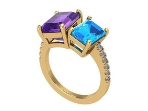 colored stones gold ring diamond golden silver jewelry rings 3d print model - Mito3D