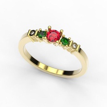 farbige Steine-ring Schmuck ring Ringe diamond Hochzeit Diamanten engagement Smaragde gold Edelsteine gem 3d print model - Mito3D