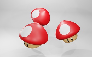 colorato fungo testa carattere modello isolato illustrazione occhio carina bianca avvicinamento giochi giocattoli 3d print model - Mito3D