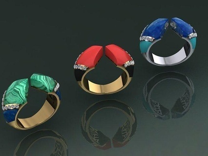 coloré sergent bague anneaux diamant bijoux bijou brillant engagement mode beauté or anel joias3d jewelry3d stl 3dm imprimable émail 3d print model - Mito3D