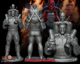 colossus deadpool combo marvel figure bust games toys 3d print model - Mito3D