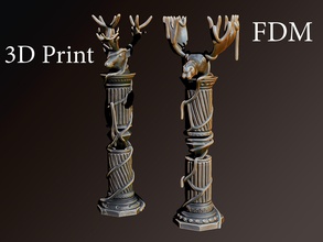 coluna alce veado 3d impressão 3dprint imprimível fantasia animal fdm ender highpoly zbrush duende floresta natureza arte esculturas resina sla fotopolímero 3d print model - Mito3D