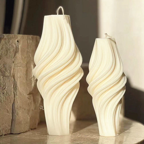 colunar rotativo vela onda pilar redemoinho silicone Bolores rodopiar afunilar espiral velas mofo geométrico cilíndrico ondulado decoração casa 3D print model - Mito3D