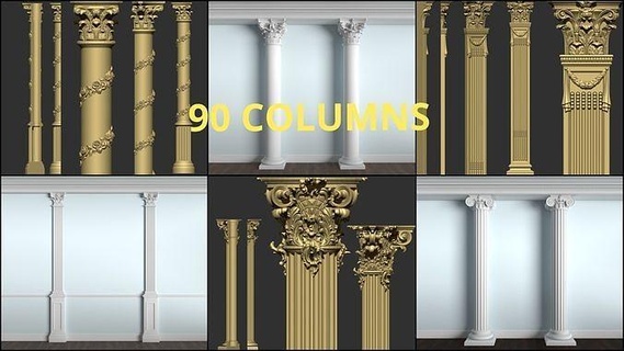 columnas 90 romano decoración griego clásico mueble antiguo columna arquitectónico casa interior diseño exterior moderno estatua fibras pared molde yeso plastico metal hogar villa hotel 3d print model - Mito3D