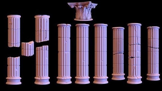 columns pack 28mm 32mm resin wargame boardgame toy art dark elf games toys game accessories 3d print model - Mito3D