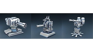 combattere pistole impostato 3 robot pistola arma militare guerra guerriero 3dmodels 3dprinting giochi giocattoli 3d print model - Mito3D