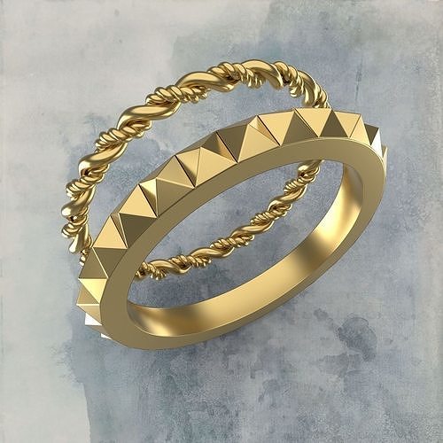 combinaison anneaux ensemble engagement mariage 3dm bague conception royale or imprimable bijoux 3dmmodeling argent diamant fiançailles paire bijou matrice mode 3D print model - Mito3D