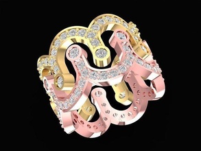 combined gold lady ring 3249 jewelry fashion accessories diamond woman women design rings 3d print model - Mito3D