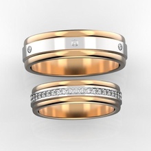 combined wedding bands jewelry ring rings diamond jewellery jewel printable gold 3d print model - Mito3D