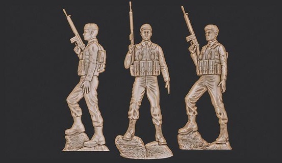 commando bas relief soldier turkish military man statue warrior war character jandarma heykeli turk askeri komando stl model printable art sculptures 3d print model - Mito3D