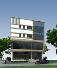 edificio commerciale casa esterno architettonici albero all'aperto 3d print model - Mito3D