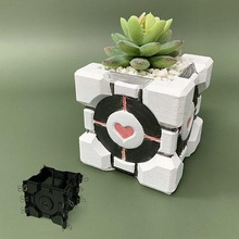 companion cube planter mold - 3d printed mould concrete pla vase pot cement pour diy handmade geometric decor cast casting heart portal hobby 3d print model - Mito3D