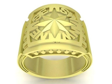 compass men ring 3818 jewelry fashion accessories gold diamond man new design rings 3d print model - Mito3D