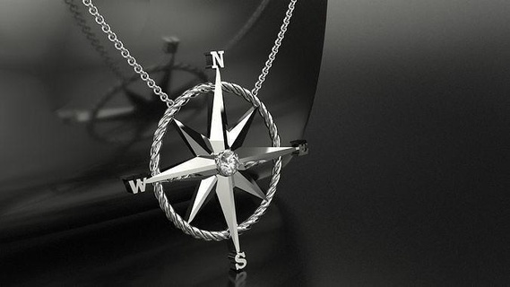 compass necklace - twist rope main body gemstone pendant jewelry ring woman silver necklaces gold pusula kolye design print 3dprint zbrush art sculpture statue printable matrix 3d print model - Mito3D