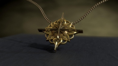 compass pendant jewelry silver gold necklace fashion gem platinum 14k 18k diamond jewellery printable sterling pendants 3d print model - Mito3D