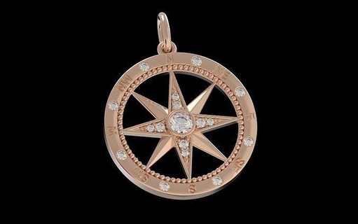 compass pendant jewelry usa israel 3dprinting jeweler compasspendant art vintage finejewelry dubai pendants jerusalem wedding gold love diamond cad 3d print model - Mito3D