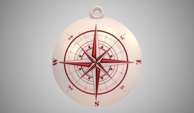 kompass anhänger abenteuer norden nautisch reise richtung navigation wind schiff westen pfeil ozean schmuck kette armband ring halskette ohrringe 3d print model - Mito3D