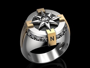 rosa de los vientos anillo la joyería impresión 3dprinted imprimible anillos diseño joya oro moda printabl creación prototipos plata el motorista brújula viento 3d print model - Mito3D