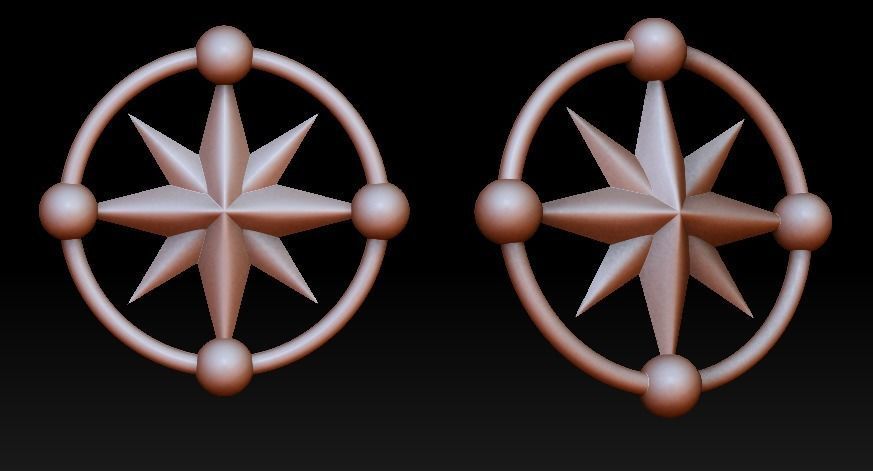 bússola estrela pingente natureza animal 3dmodel 3dprinting joalheria jóias anel pingentes 3D print model - Mito3D