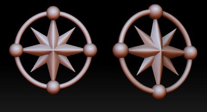 brújula estrella colgante pendiente naturaleza animal 3dmodel 3dprinting joyería joya anillo colgantes 3d print model - Mito3D