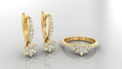 complacente c2 joalheria gema luxo brilhante ouro diamante anel brinco imprimível moda beleza coleção coletion jóia mulher lindo brilho argolas 3d print model - Mito3D