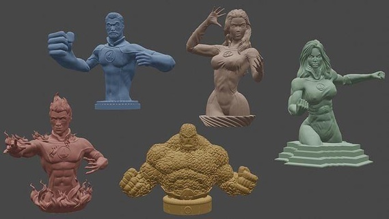 tamamlayınız fantastik büstler Dörtlü görünmez Kadın şehül Hulk insan meşalesi bayfantastik hayret mcu çizgi roman komik harika süper kahraman Süpermen Demir Adam Örümcek büst Richard Sanat heykeller 3d print model - Mito3D