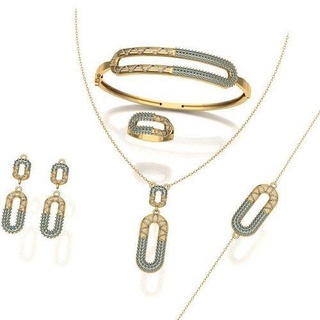tamamlayınız takı Ayarlamak yüzük altın Kadın moda gamstone elmas Widding rino cad yazdırılabilir tam gümüş sterlin mücevher düğün kolye 3d print model - Mito3D