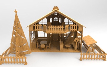 composite house made plastic plywood wood games-toys toy game 3d models patterns games toys 3d print model - Mito3D