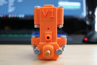 Druckluft-Motor Schwungrad Wissenschaft - Spielzeug Kunststoff Technologie Roboter Luft Motor motor arbeiten engineering 3d print model - Mito3D