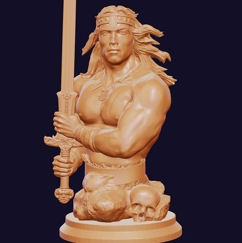conan barbarian-arnold schwarzenegger conanthebarbarian sculptures sword character art 3D print model - Mito3D