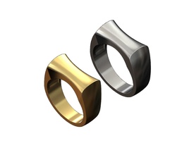 içbükey yanlar yuvarlak dikdörtgen yüzük takı yazdırılabilir altın gümüş sterlin mühür moda mücevher lüks klasik minimalist etiket kubbe yüzükler 3d print model - Mito3D