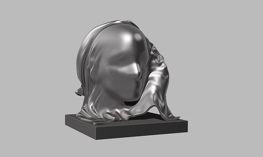 Konzept Stoff Gesicht Skulptur Kunst strukturiert Konturen Weichheit Flüssigkeit Transformation Metamorphose Formbarkeit verzerrt abstrakt Darstellung Kopf einzigartig kreativ konzeptionell Skulpturen 3d print model - Mito3D