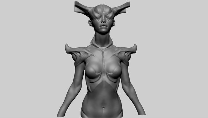 concepto hembra personaje caracteres criaturas monstruos mujer fantasía zbrush esculpir cuerpo anatomía 3dprint torso cabeza cara niña Arte esculturas 3D print model - Mito3D