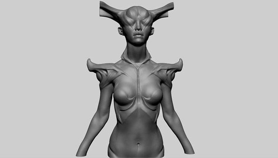 concetto femmina carattere personaggi creature mostri donna fantasia zbrush scolpire corpo anatomia 3dprint torso testa viso ragazza arte sculture 3d print model - Mito3D