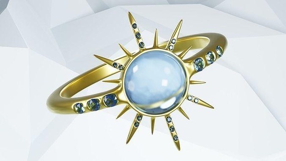 concepto joyería joya anillo modelo brillante conceptual oro plata diseño idea ilustración Diamont Arte anillos 3d print model - Mito3D