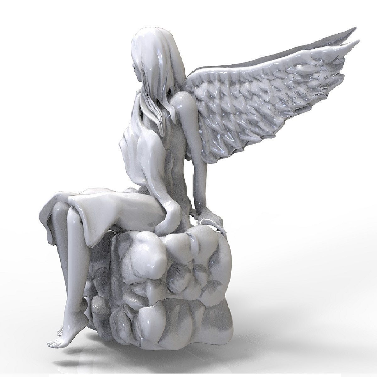 confuso angelo statua angeli donna bellissimo ali figura antico scultura calcolo arte sculture 3D print model - Mito3D